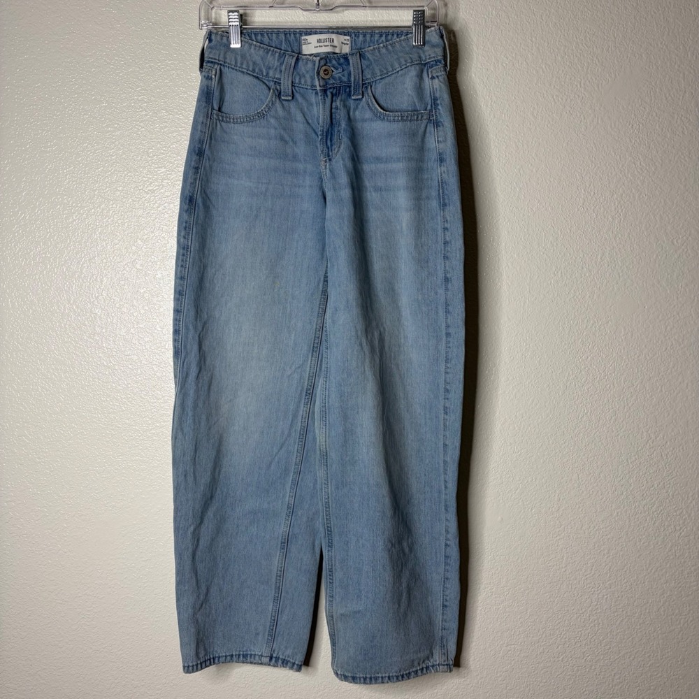 Hollister Low-Rise Taper Baggy Jeans Light Wash Denim W23 000R Womens Blue
